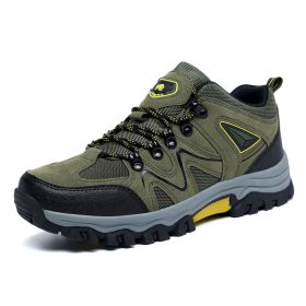 Outdoor Hiking Waterproof Non-slip Low-cut Hiking Shoes (Option: Army Green-46)